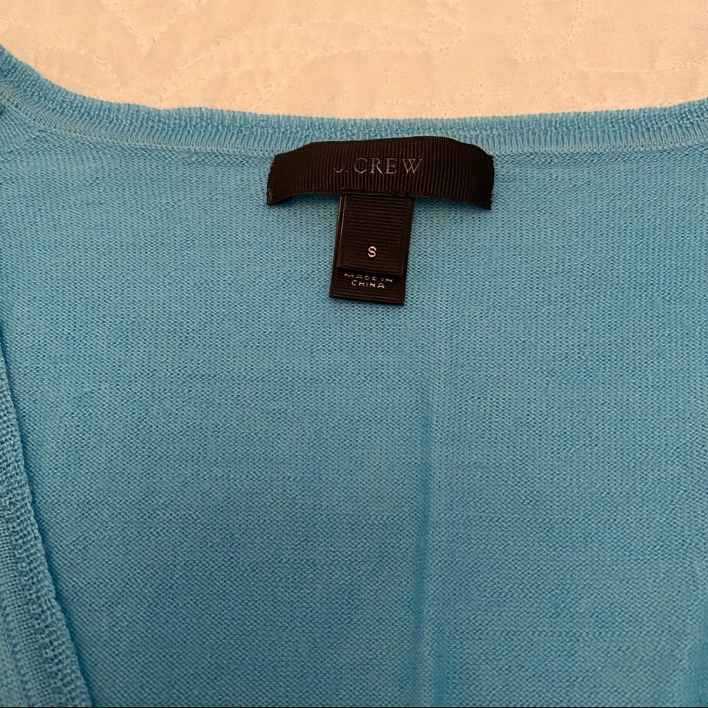J crew merino wool blue sweater size small v-neck - Picture 2 of 4